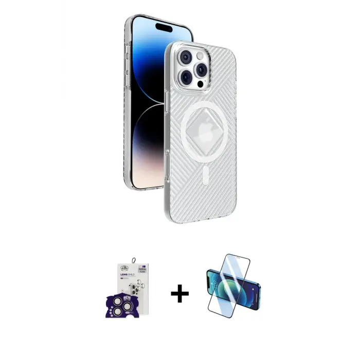 ieg™ iPhone 16 Pro Max Kılıf Nova Modern Prime - Siyah 3D Antistatik Seramik Nano Ekran Koruyucu + Bilvis Titan Kamera Lens - TMGI