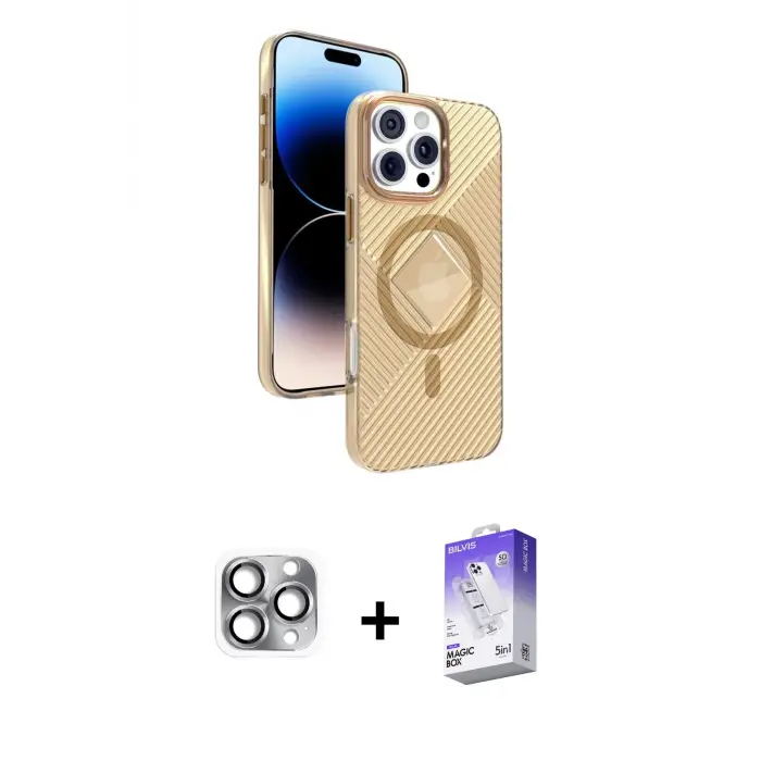 ieg™ iPhone 16 Pro Max Kılıf Nova Modern Prime - Siyah Bilvis 5in1 3D Magic Cam Ekran Koruyucu + Pers Alüminyum Kamera Lens - GI