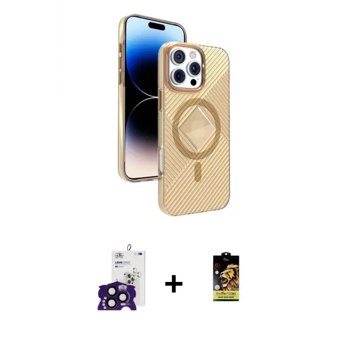 ieg™ iPhone 16 Pro Max Kılıf Nova Modern Prime - Siyah Buffer Cam Ekran Koruyucu + Bilvis Titan Kamera Lens - SH