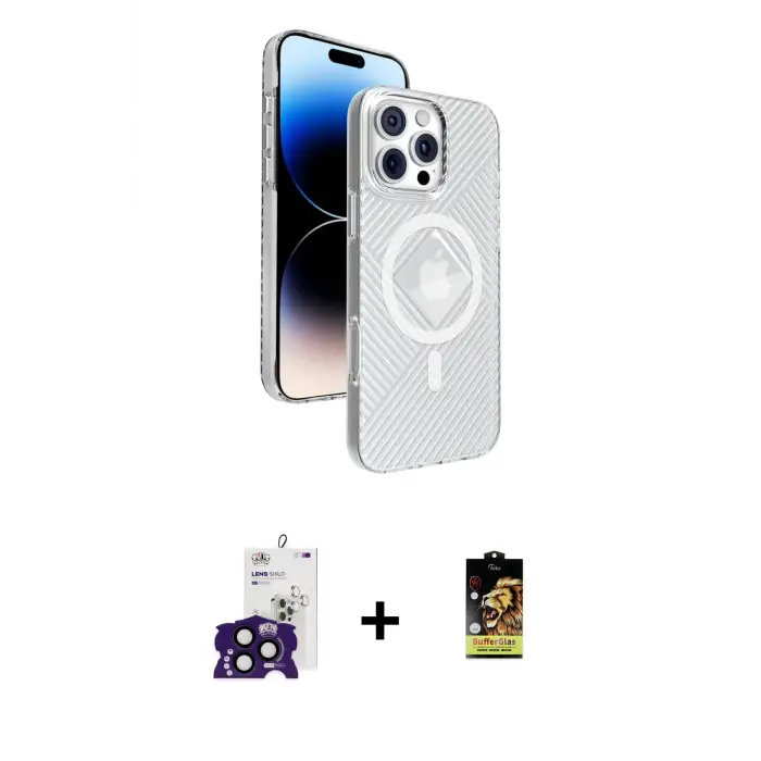 ieg™ iPhone 16 Pro Max Kılıf Nova Modern Prime - Siyah Buffer Cam Ekran Koruyucu + Bilvis Titan Kamera Lens - SH