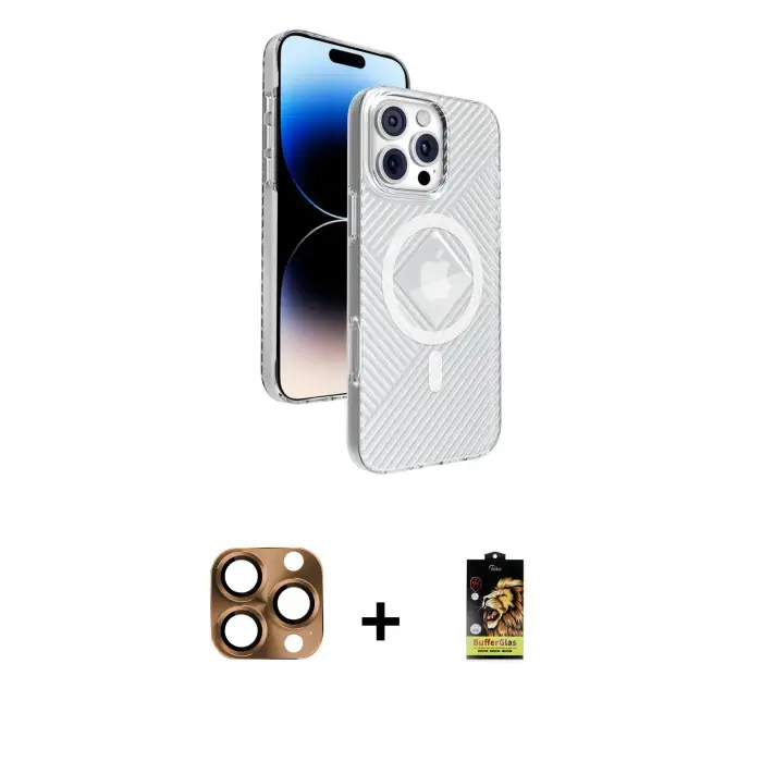 ieg™ iPhone 16 Pro Max Kılıf Nova Modern Prime - Siyah Buffer Cam Ekran Koruyucu + Pers Alüminyum Kamera Lens - CLTM
