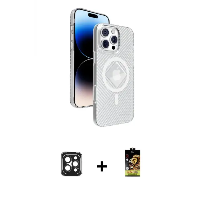 ieg™ iPhone 16 Pro Max Kılıf Nova Modern Prime - Siyah Buffer Cam Ekran Koruyucu + PVD Metal Kamera Lens - SH