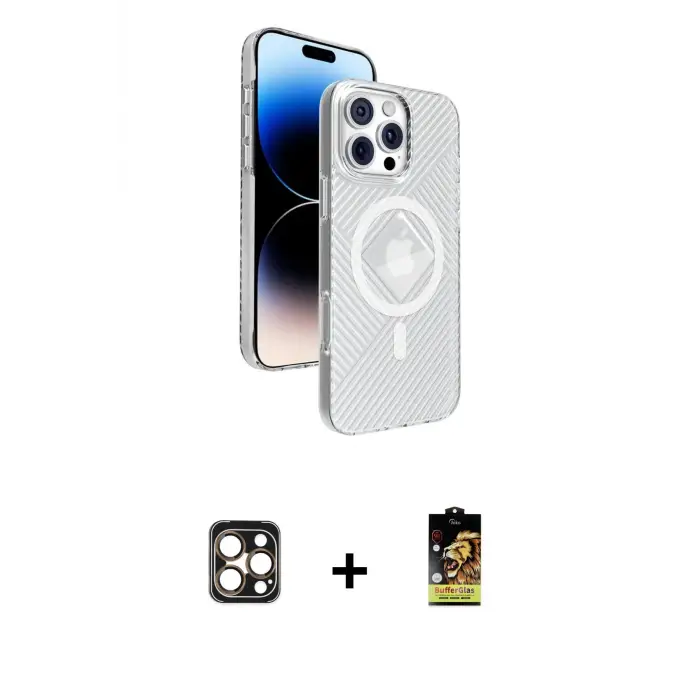 ieg™ iPhone 16 Pro Max Kılıf Nova Modern Prime - Siyah Buffer Cam Ekran Koruyucu + PVD Metal Kamera Lens - GD
