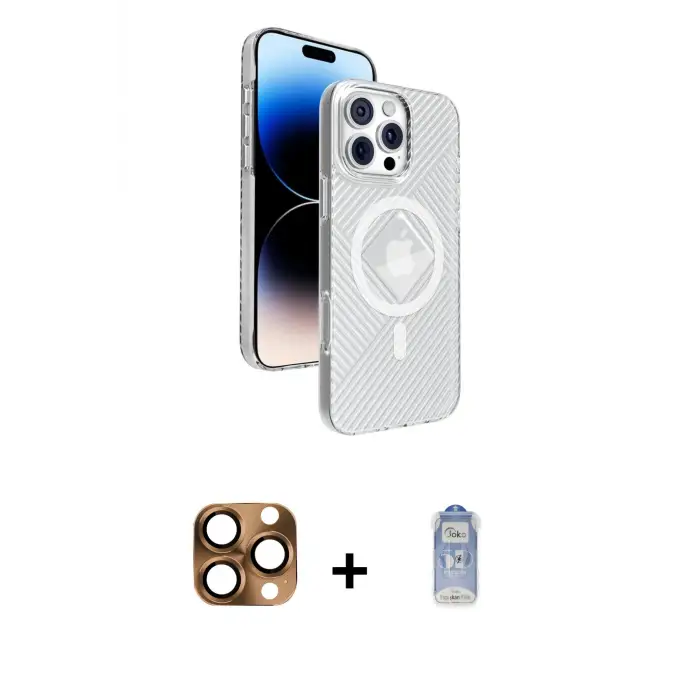 ieg™ iPhone 16 Pro Max Kılıf Nova Modern Prime - Siyah Joko Magic 5D Cam + Pers Alüminyum Kamera Lens - CLTM