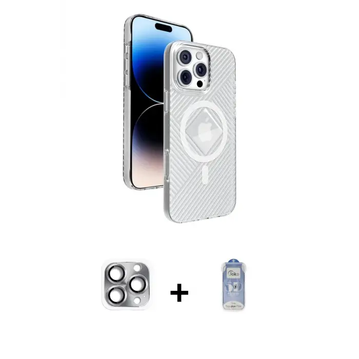 ieg™ iPhone 16 Pro Max Kılıf Nova Modern Prime - Siyah Joko Magic 5D Cam + Pers Alüminyum Kamera Lens - GI