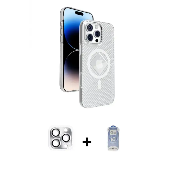 ieg™ iPhone 16 Pro Max Kılıf Nova Modern Prime - Siyah Joko Magic 5D Cam + Pers Alüminyum Kamera Lens - GS