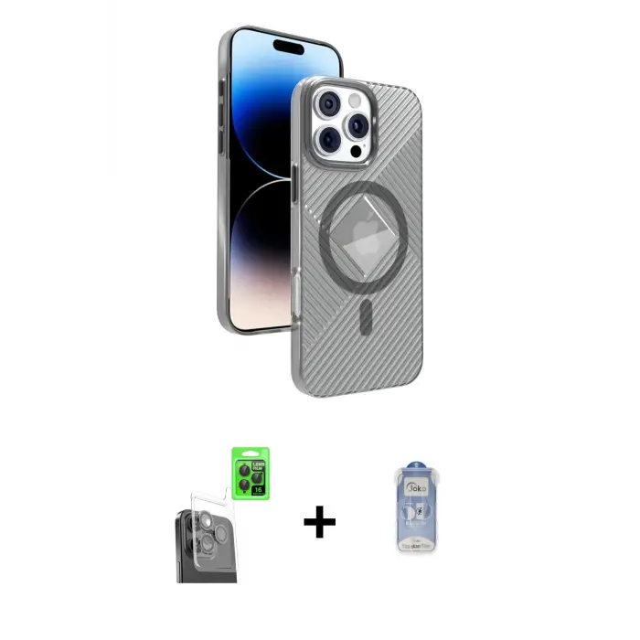 ieg™ iPhone 16 Pro Max Kılıf Nova Modern Prime - Siyah Joko Magic 5D Cam + Raze Metal Kamera Lens - SH