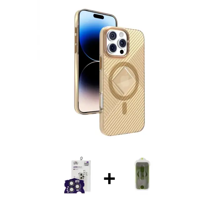 ieg™ iPhone 16 Pro Max Kılıf Nova Modern Prime - Siyah Joko Magic 5D Hayalet Cam + Bilvis Titan Kamera Lens - TMGI
