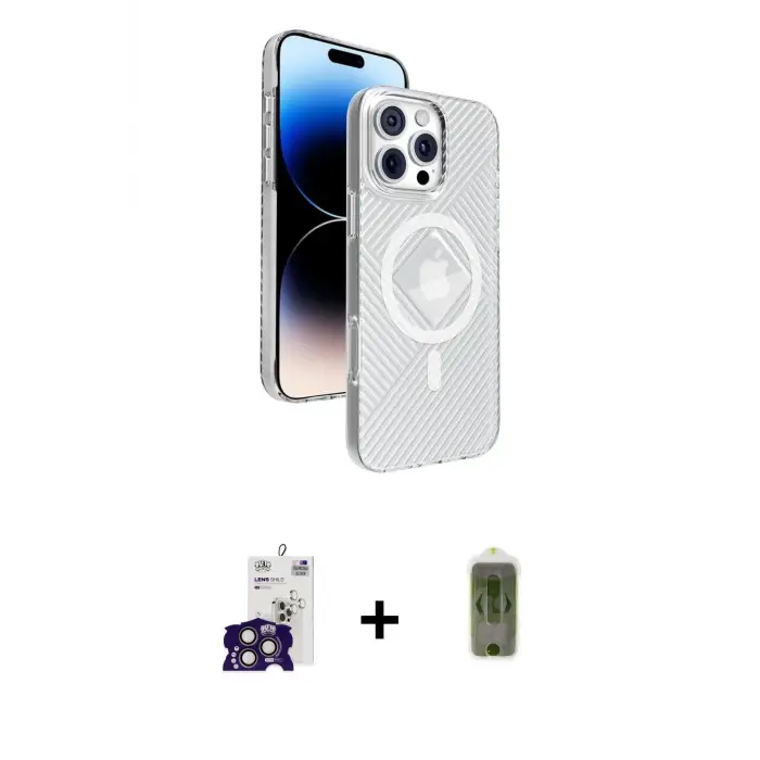 ieg™ iPhone 16 Pro Max Kılıf Nova Modern Prime - Siyah Joko Magic 5D Hayalet Cam + Bilvis Titan Kamera Lens - TMGI