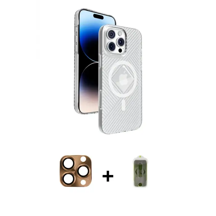 ieg™ iPhone 16 Pro Max Kılıf Nova Modern Prime - Siyah Joko Magic 5D Hayalet Cam + Pers Alüminyum Kamera Lens - CLTM