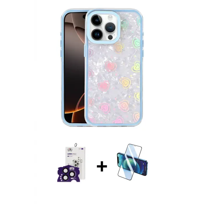 ieg™ iPhone 16 Pro Max Kılıf Odak Prime - Siyah 3D Antistatik Seramik Nano Ekran Koruyucu + Bilvis Titan Kamera Lens - SH