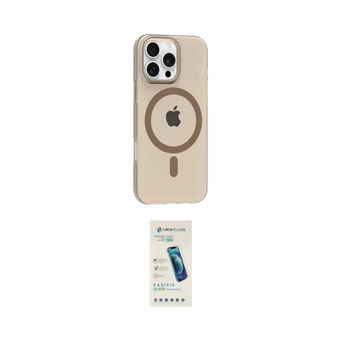 ieg™ iPhone 16 Pro Max Kılıf Pusula Form Özel Seri - Şeffaf Pasifik Cam Ekran Koruyucu