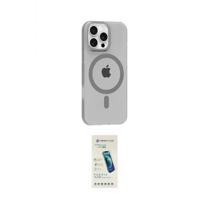 ieg™ iPhone 16 Pro Max Kılıf Pusula Form Özel Seri - Şeffaf Pasifik Cam Ekran Koruyucu