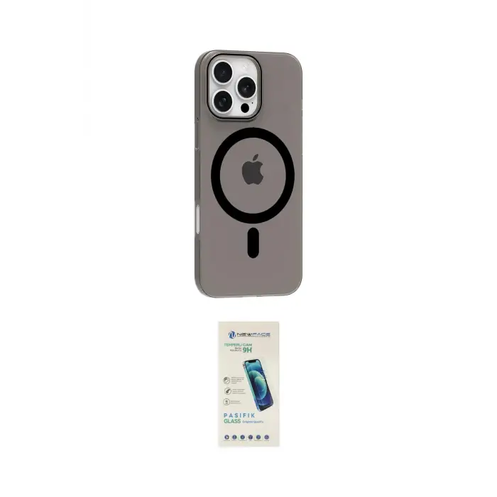 ieg™ iPhone 16 Pro Max Kılıf Pusula Form Özel Seri - Şeffaf Pasifik Cam Ekran Koruyucu