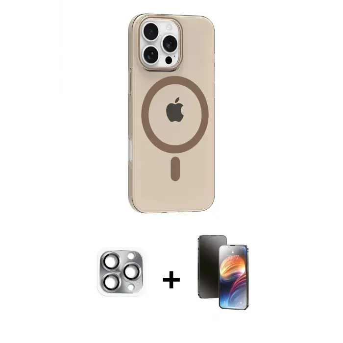 ieg™ iPhone 16 Pro Max Kılıf Pusula Form Özel Seri - Siyah 3D Antistatik Mat Seramik Nano Ekran Koruyucu + Pers Alüminyum Kamera Lens - GI