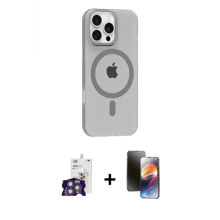 ieg™ iPhone 16 Pro Max Kılıf Pusula Form Özel Seri - Siyah 3D Antistatik Mat Seramik Nano Ekran Koruyucu + Bilvis Titan Kamera Lens - GS