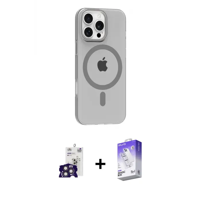 ieg™ iPhone 16 Pro Max Kılıf Pusula Form Özel Seri - Siyah Bilvis 5in1 3D Magic Cam Ekran Koruyucu + Bilvis Titan Kamera Lens - TMGI