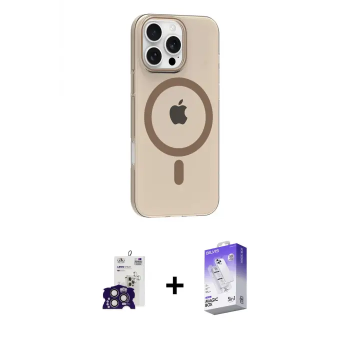 ieg™ iPhone 16 Pro Max Kılıf Pusula Form Özel Seri - Siyah Bilvis 5in1 3D Magic Cam Ekran Koruyucu + Bilvis Titan Kamera Lens - TMGI