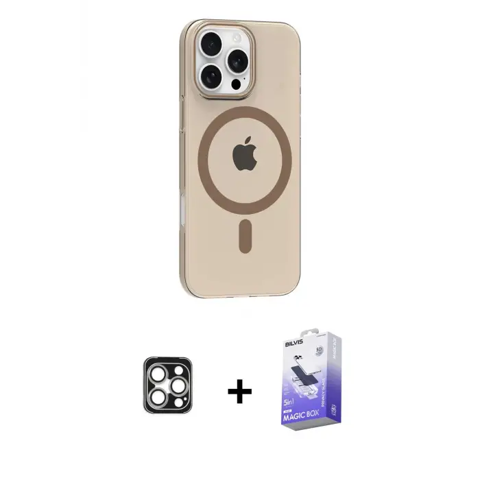 ieg™ iPhone 16 Pro Max Kılıf Pusula Form Özel Seri - Siyah Bilvis 5in1 5D Magic Hayalet Cam Ekran Koruyucu + PVD Metal Kamera Lens - GS