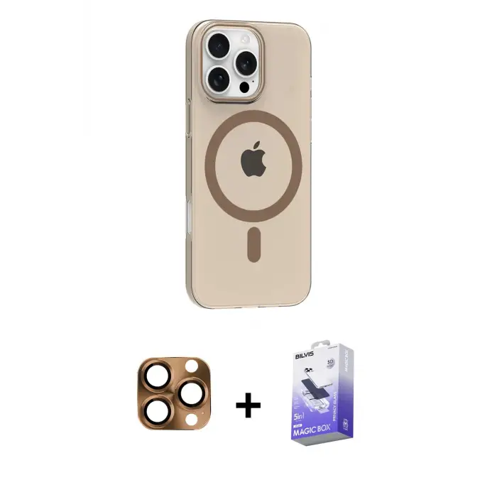 ieg™ iPhone 16 Pro Max Kılıf Pusula Form Özel Seri - Siyah Bilvis 5in1 5D Magic Hayalet Cam Ekran Koruyucu + Pers Alüminyum Kamera Lens - CLTM
