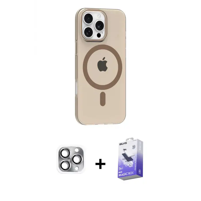 ieg™ iPhone 16 Pro Max Kılıf Pusula Form Özel Seri - Siyah Bilvis 5in1 5D Magic Hayalet Cam Ekran Koruyucu + Pers Alüminyum Kamera Lens - GI