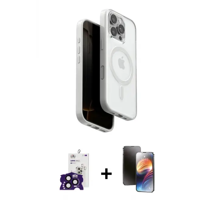 ieg™ iPhone 16 Pro Max Kılıf Pusula Form Serisi - Siyah 3D Antistatik Mat Seramik Nano Ekran Koruyucu + Bilvis Titan Kamera Lens - SH