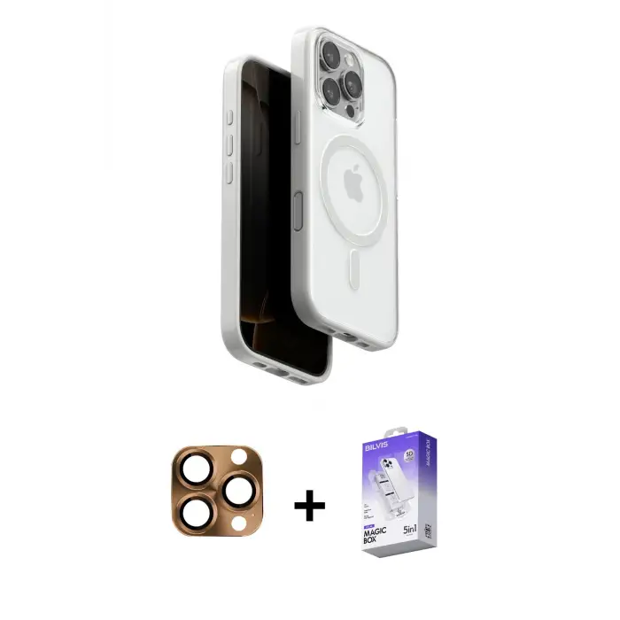 ieg™ iPhone 16 Pro Max Kılıf Pusula Form Serisi - Siyah Bilvis 5in1 3D Magic Cam Ekran Koruyucu + Pers Alüminyum Kamera Lens - CLTM