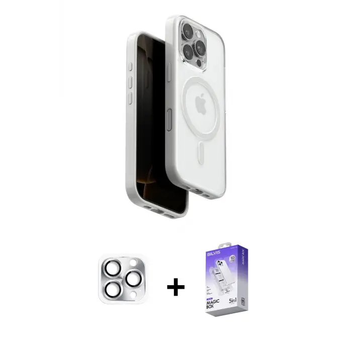 ieg™ iPhone 16 Pro Max Kılıf Pusula Form Serisi - Siyah Bilvis 5in1 3D Magic Cam Ekran Koruyucu + Pers Alüminyum Kamera Lens - GS