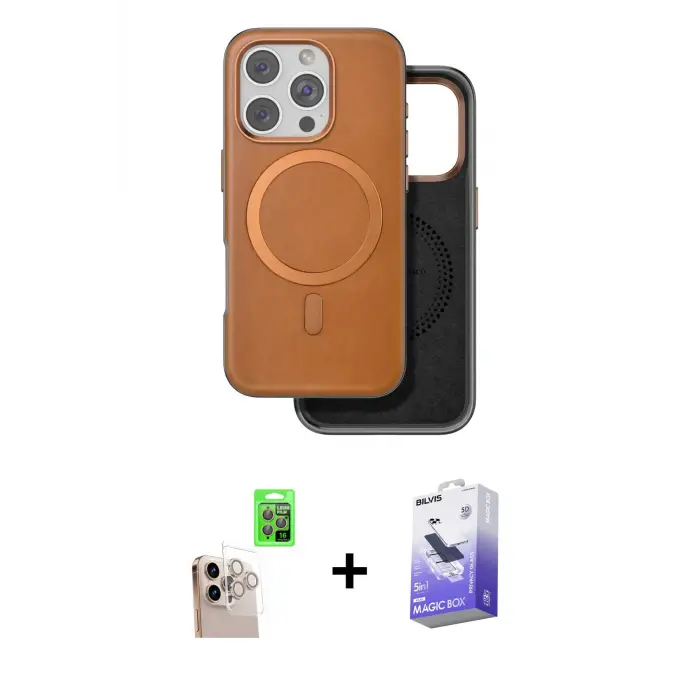 ieg™ iPhone 16 Pro Max Kılıf Pusula Işık Koleksiyonu - Siyah Bilvis 5in1 5D Magic Hayalet Cam Ekran Koruyucu + Raze Metal Kamera Lens - NLGY