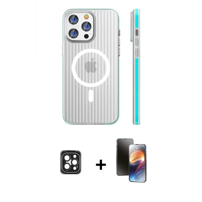 ieg™ iPhone 16 Pro Max Kılıf Pusula Minimal Koleksiyonu - Siyah 3D Antistatik Mat Seramik Nano Ekran Koruyucu + PVD Metal Kamera Lens - SH