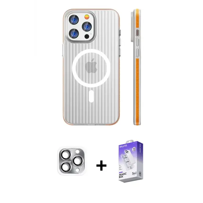ieg™ iPhone 16 Pro Max Kılıf Pusula Minimal Koleksiyonu - Siyah Bilvis 5in1 3D Magic Cam Ekran Koruyucu + Pers Alüminyum Kamera Lens - GI