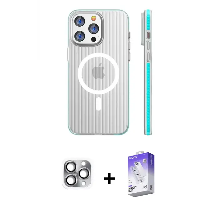 ieg™ iPhone 16 Pro Max Kılıf Pusula Minimal Koleksiyonu - Siyah Bilvis 5in1 3D Magic Cam Ekran Koruyucu + Pers Alüminyum Kamera Lens - GI