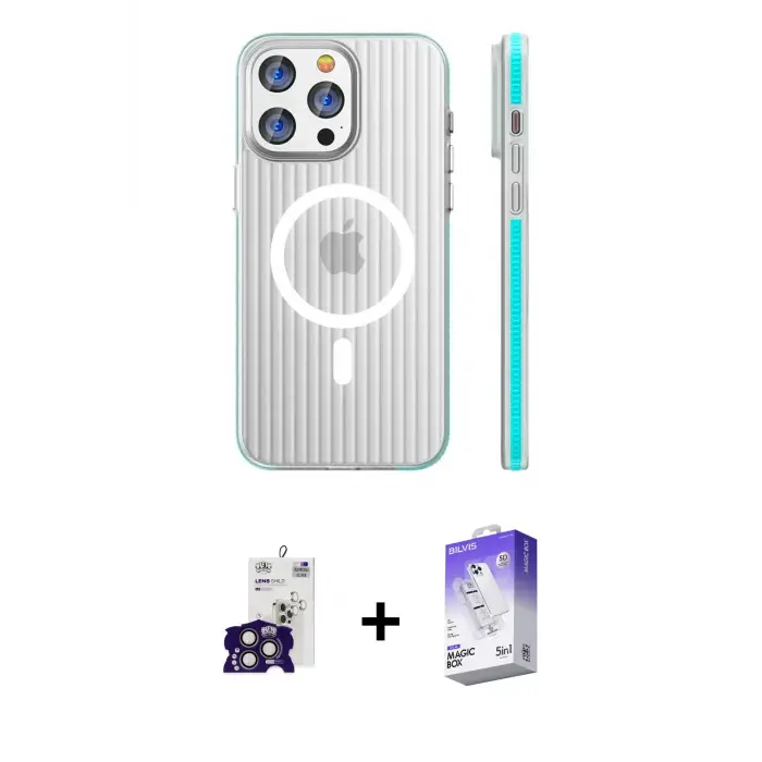 ieg™ iPhone 16 Pro Max Kılıf Pusula Minimal Koleksiyonu - Siyah Bilvis 5in1 3D Magic Cam Ekran Koruyucu + Bilvis Titan Kamera Lens - TMGI
