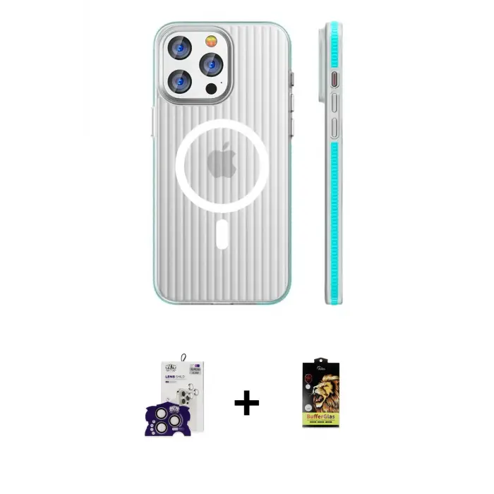 ieg™ iPhone 16 Pro Max Kılıf Pusula Minimal Koleksiyonu - Siyah Buffer Cam Ekran Koruyucu + Bilvis Titan Kamera Lens - TMGI