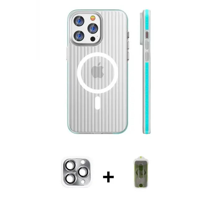 ieg™ iPhone 16 Pro Max Kılıf Pusula Minimal Koleksiyonu - Siyah Joko Magic 5D Hayalet Cam + Pers Alüminyum Kamera Lens - GI