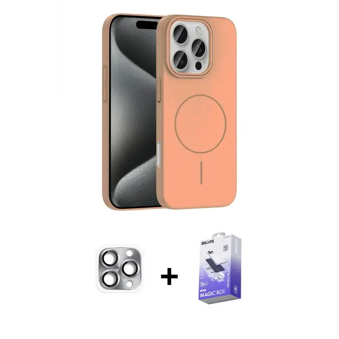 ieg™ iPhone 16 Pro Max Kılıf Siluet Doku Özel Seri - Siyah Bilvis 5in1 5D Magic Hayalet Cam Ekran Koruyucu + Pers Alüminyum Kamera Lens - GI