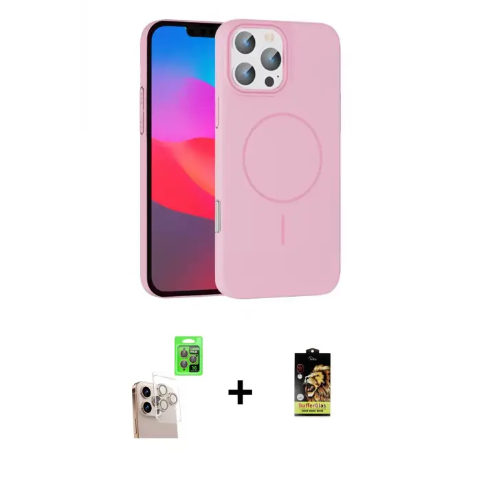 ieg™ iPhone 16 Pro Max Kılıf Siluet Doku Özel Seri - Siyah Buffer Cam Ekran Koruyucu + Raze Metal Kamera Lens - NLGY