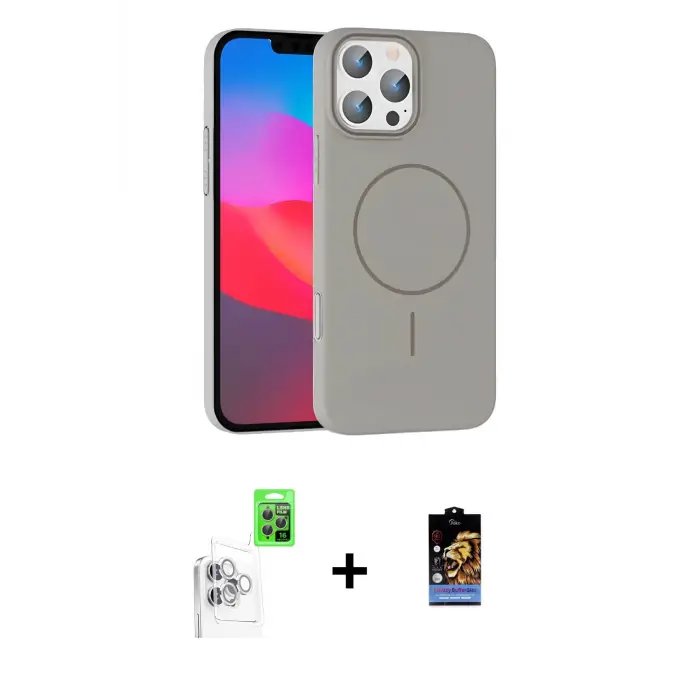 ieg™ iPhone 16 Pro Max Kılıf Siluet Doku Özel Seri - Siyah Buffer Hayalet Cam Ekran Koruyucu + Raze Metal Kamera Lens - BZ