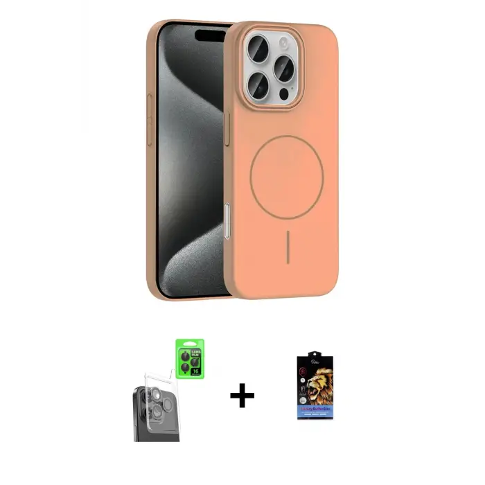 ieg™ iPhone 16 Pro Max Kılıf Siluet Doku Özel Seri - Siyah Buffer Hayalet Cam Ekran Koruyucu + Raze Metal Kamera Lens - SH