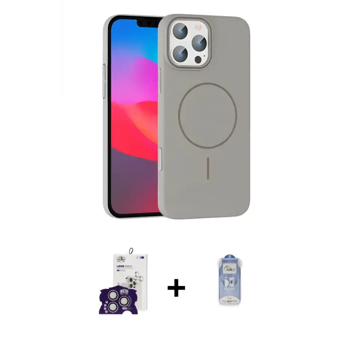 ieg™ iPhone 16 Pro Max Kılıf Siluet Doku Özel Seri - Siyah Joko Magic 5D Cam + Bilvis Titan Kamera Lens - GS