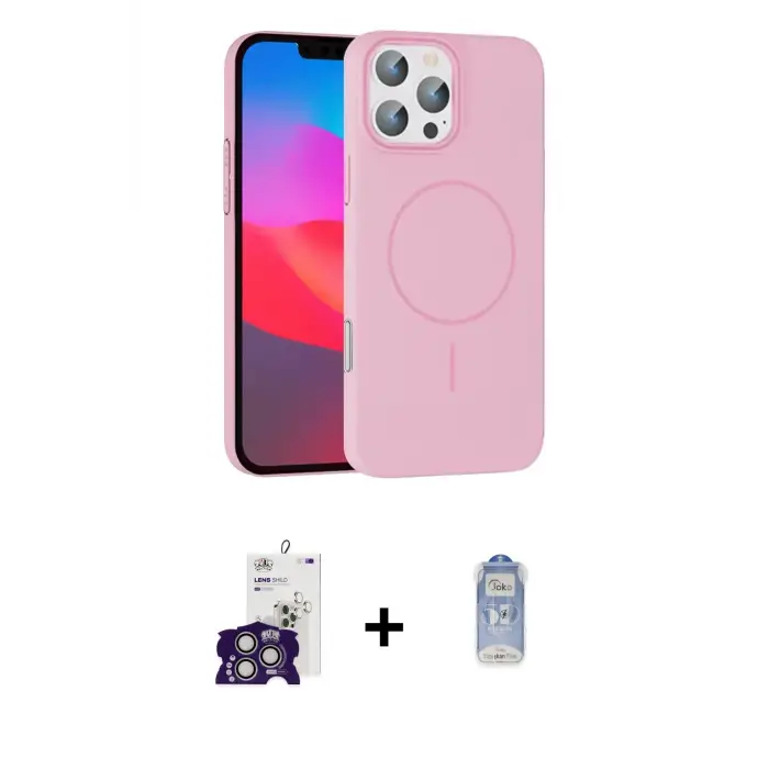 ieg™ iPhone 16 Pro Max Kılıf Siluet Doku Özel Seri - Siyah Joko Magic 5D Cam + Bilvis Titan Kamera Lens - GS