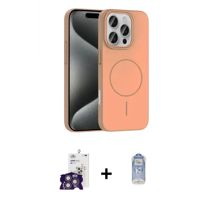 ieg™ iPhone 16 Pro Max Kılıf Siluet Doku Özel Seri - Siyah Joko Magic 5D Cam + Bilvis Titan Kamera Lens - GS
