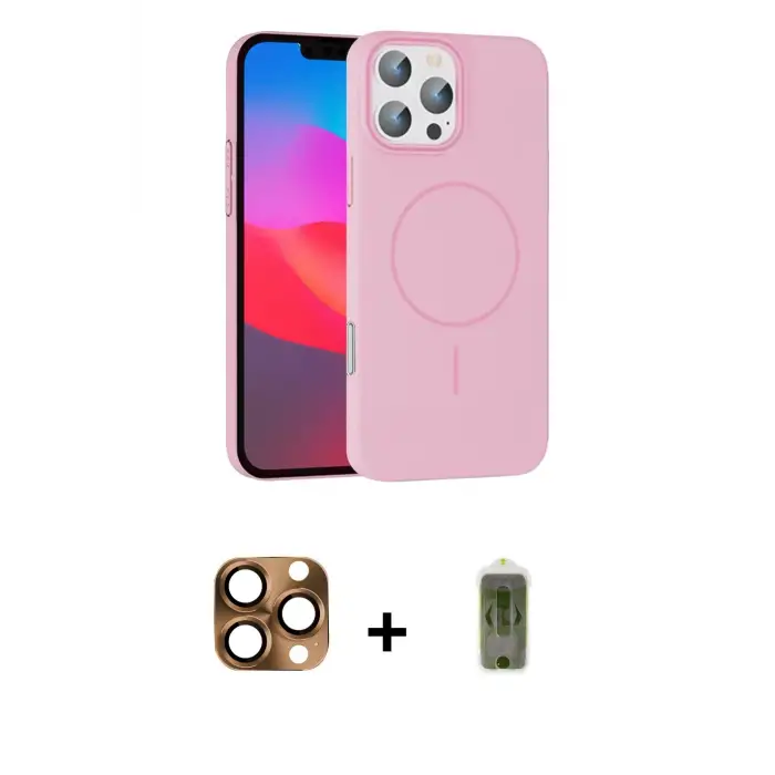 ieg™ iPhone 16 Pro Max Kılıf Siluet Doku Özel Seri - Siyah Joko Magic 5D Hayalet Cam + Pers Alüminyum Kamera Lens - CLTM