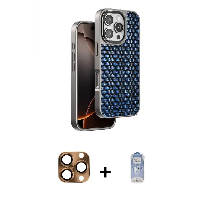 ieg™ iPhone 16 Pro Max Kılıf Siluet Form Serisi - Siyah Joko Magic 5D Cam + Pers Alüminyum Kamera Lens - CLTM