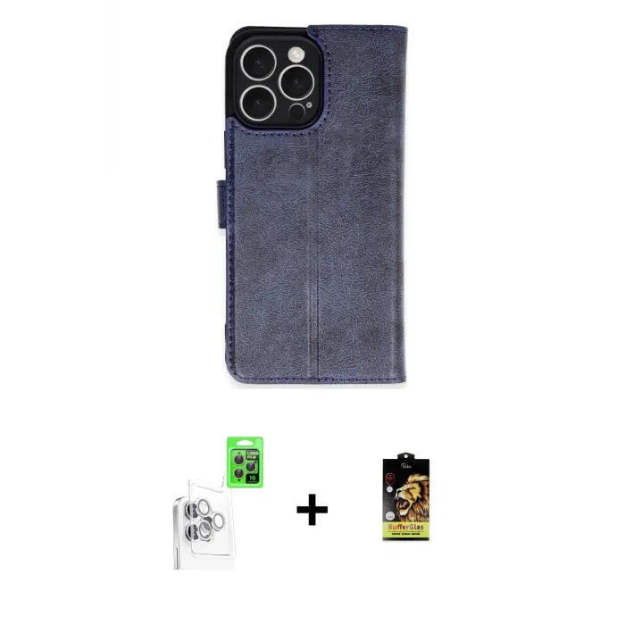 ieg™ iPhone 16 Pro Max Kılıf Siluet Işık Serisi - Siyah Buffer Cam Ekran Koruyucu + Raze Metal Kamera Lens - BZ