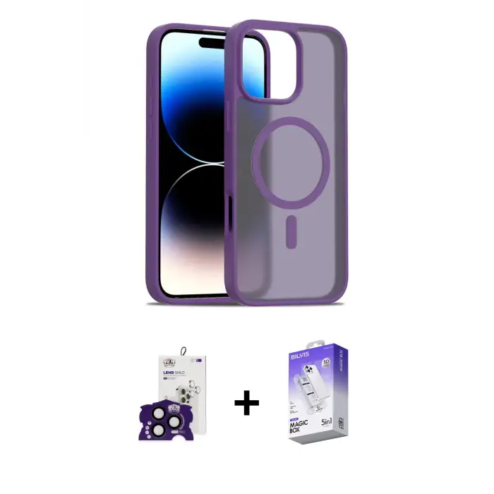 ieg™ iPhone 16 Pro Max Kılıf Siluet Minimal Prime - Siyah Bilvis 5in1 3D Magic Cam Ekran Koruyucu + Bilvis Titan Kamera Lens - SH