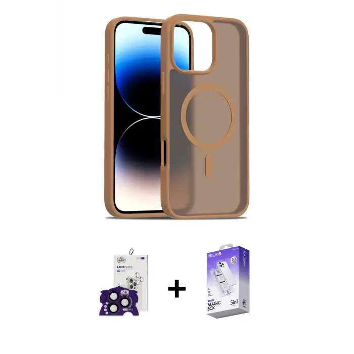 ieg™ iPhone 16 Pro Max Kılıf Siluet Minimal Prime - Siyah Bilvis 5in1 3D Magic Cam Ekran Koruyucu + Bilvis Titan Kamera Lens - SH