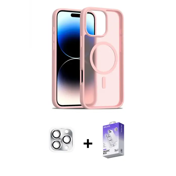 ieg™ iPhone 16 Pro Max Kılıf Siluet Minimal Prime - Siyah Bilvis 5in1 3D Magic Cam Ekran Koruyucu + Pers Alüminyum Kamera Lens - GS