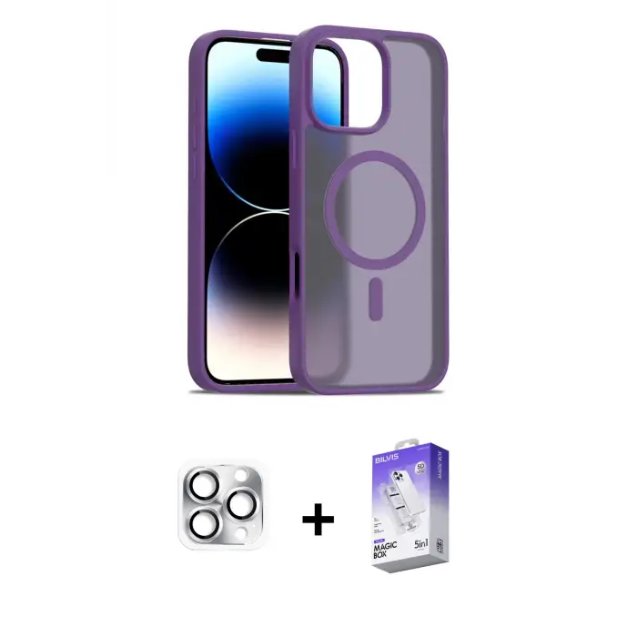 ieg™ iPhone 16 Pro Max Kılıf Siluet Minimal Prime - Siyah Bilvis 5in1 3D Magic Cam Ekran Koruyucu + Pers Alüminyum Kamera Lens - GS