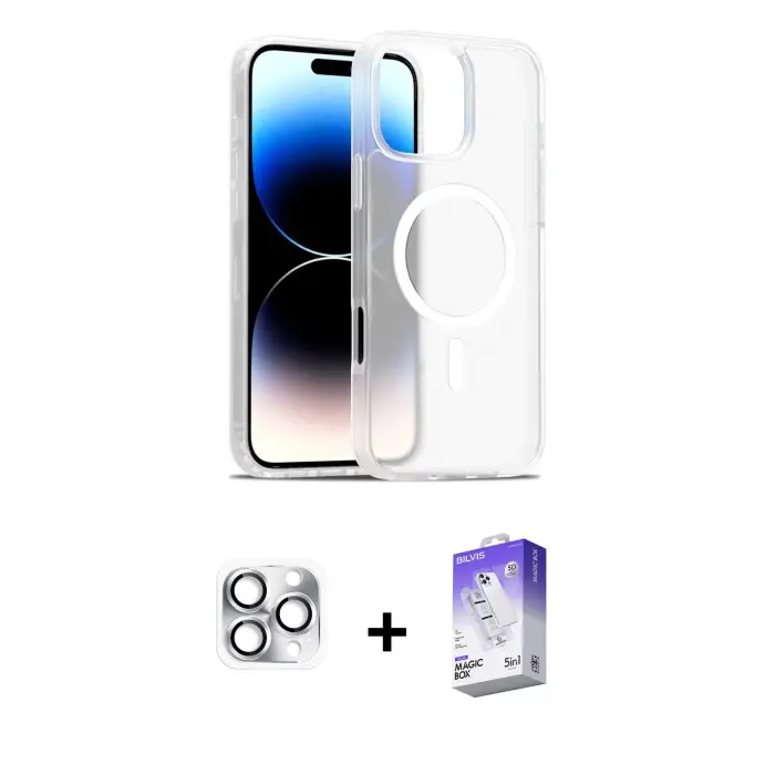 ieg™ iPhone 16 Pro Max Kılıf Siluet Minimal Prime - Siyah Bilvis 5in1 3D Magic Cam Ekran Koruyucu + Pers Alüminyum Kamera Lens - GS